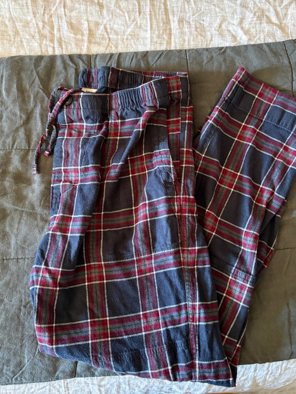 Cozy Earth Men's Navy and Burgundy Plaid Flannel Pants